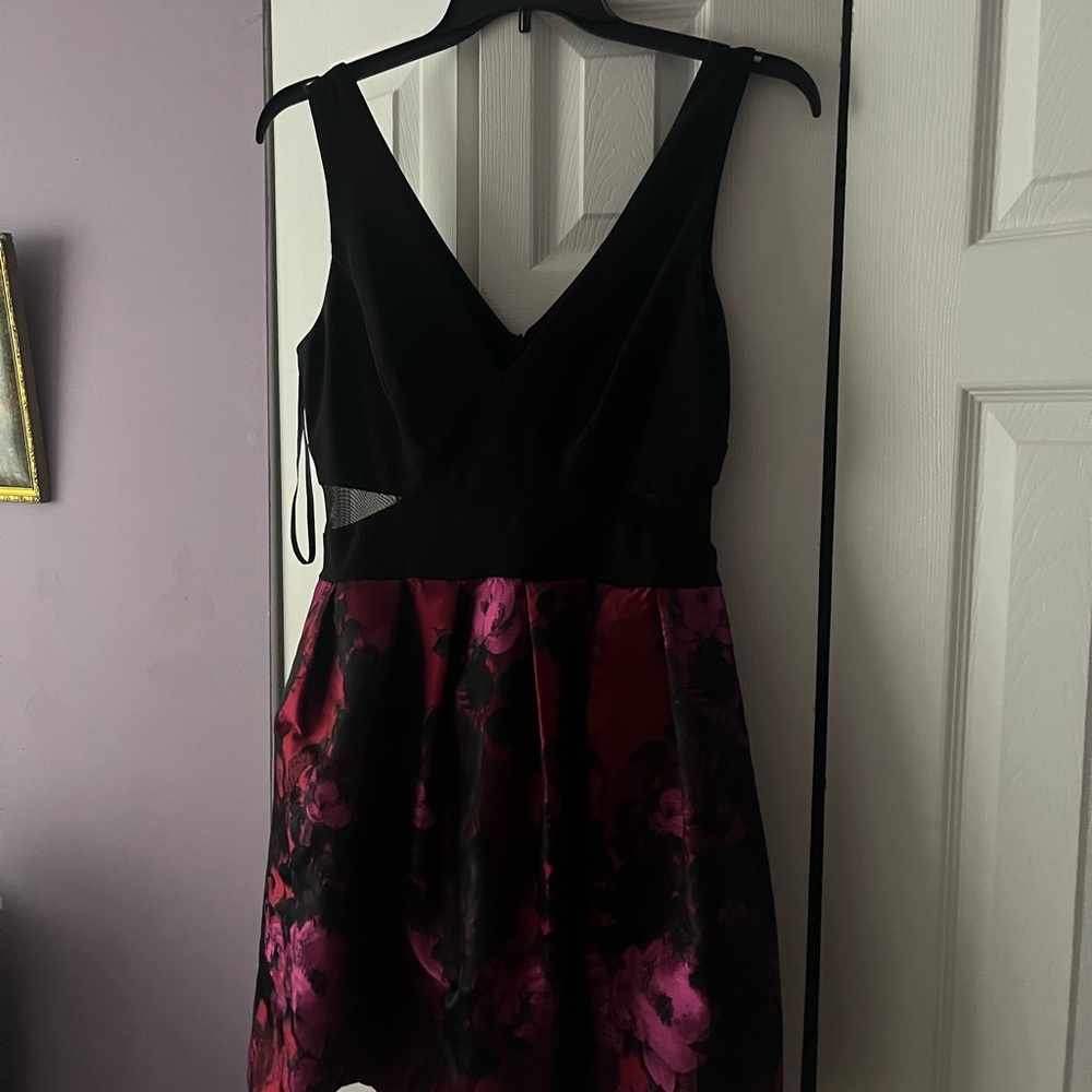 Elegant black and pink floral dress
